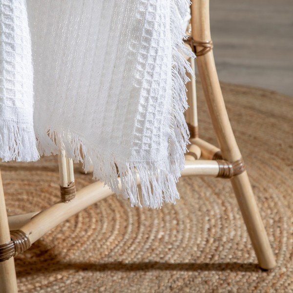 Bílý přehoz z recyklované bavlny 260x280 cm Honeycomb – Ixia-image-1