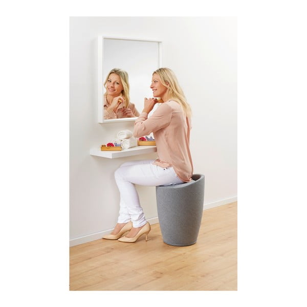 Světle šedý koš na prádlo a taburetka v jednom Wenko Linen Look, 20 l-image-1