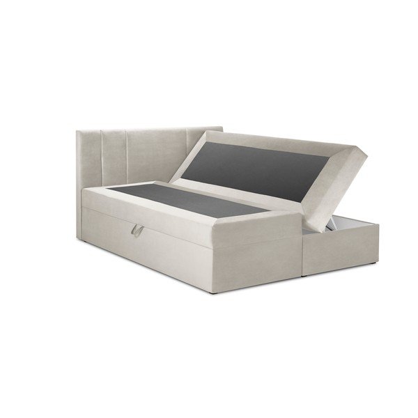 Béžová boxspring postel s úložným prostorem 200x200 cm Afra – Mazzini Beds-image-2