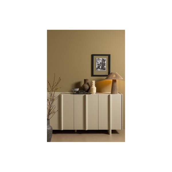 Krémová nízká modulární komoda z borovicového dřeva 200x85 cm Basu – WOOOD-image-1