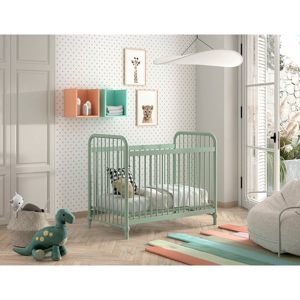 Zelená kovová postýlka 60x120 cm BRONXX – Vipack-image-3