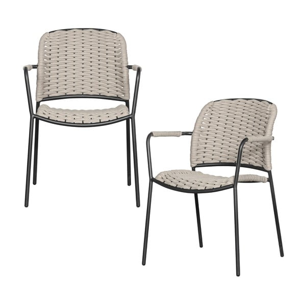 Černo-béžové kovové zahradní židle v sadě 2 ks Taku – Exotan-image-1