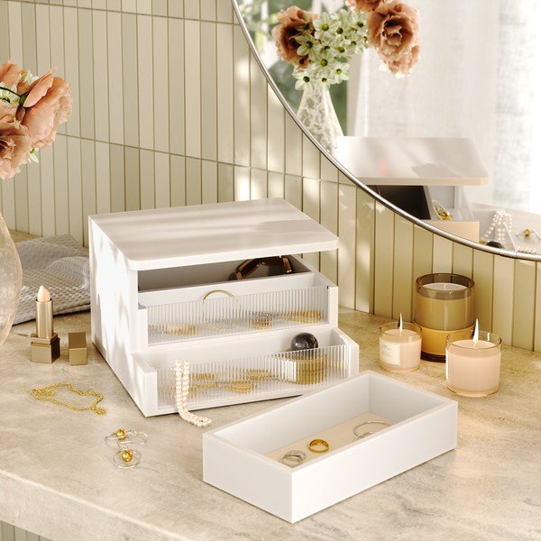Matně bílý dřevěný koupelnový organizér Malibu – Umbra-image-1