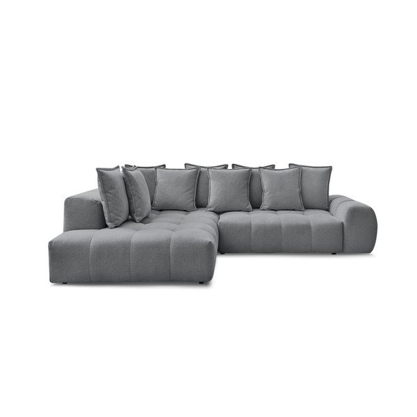 Tmavě šedá žinylková rozkládací/s úložným prostorem rohová pohovka (levý roh/do L) Everest – Bobochic Paris