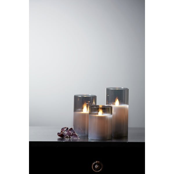 Šedá LED vosková svíčka ve skle Star Trading M-Twinkle, výška 15 cm-image-4