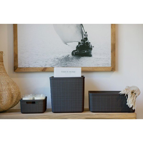 Tmavě šedý úložný košík Curver Jute, 5 l-image-3