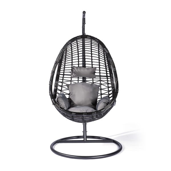 Černé závěsné křeslo z umělého ratanu Le Bonom Tahiti-image-2