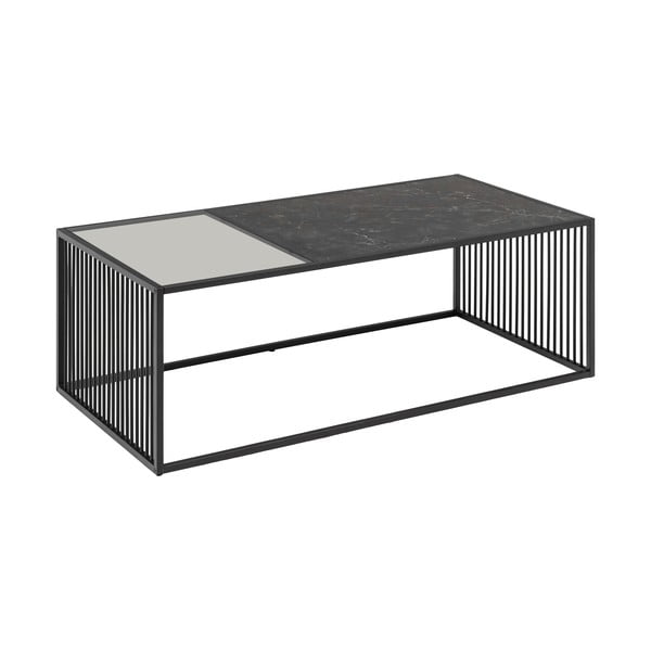 Černý konferenční stolek se skleněnou deskou 60x120 cm Strington – Actona-image-3