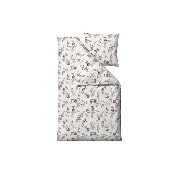 Zeleno-béžové povlečení na jednolůžko z bavlněného saténu 140x200 cm Soft Tropic – Södahl-image-2