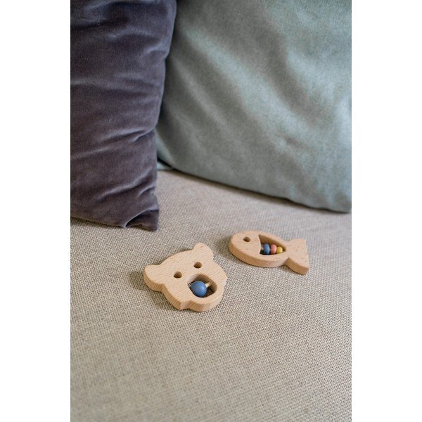 Sada 2 dřevěných kousátek s chrastítkem Kindsgut Ring-image-1