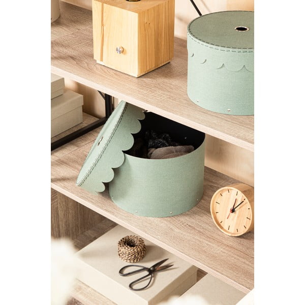 Zelenomodré kartonové úložné boxy v sadě 2 ks s víkem ø 26x17,5 cm Wilma Canvas Paper Laminate – Bigso-image-2