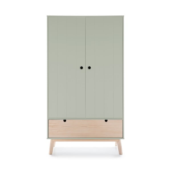 Zelená dětská šatní skříň s nohami z borovicového dřeva Marckeric Kiara-image-2