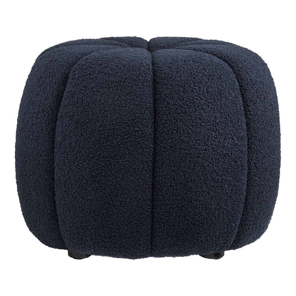 Tmavě modrý taburet z textilie bouclé Paisley – House Nordic