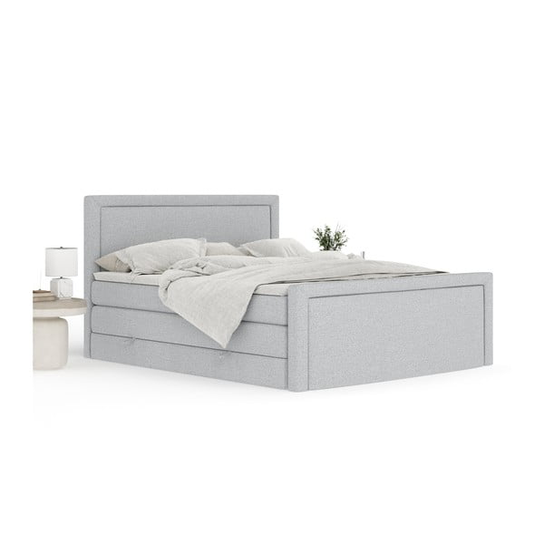 Světle šedá boxspring postel s úložným prostorem 160x200 cm Lavenda – Maison de Rêve-image-2