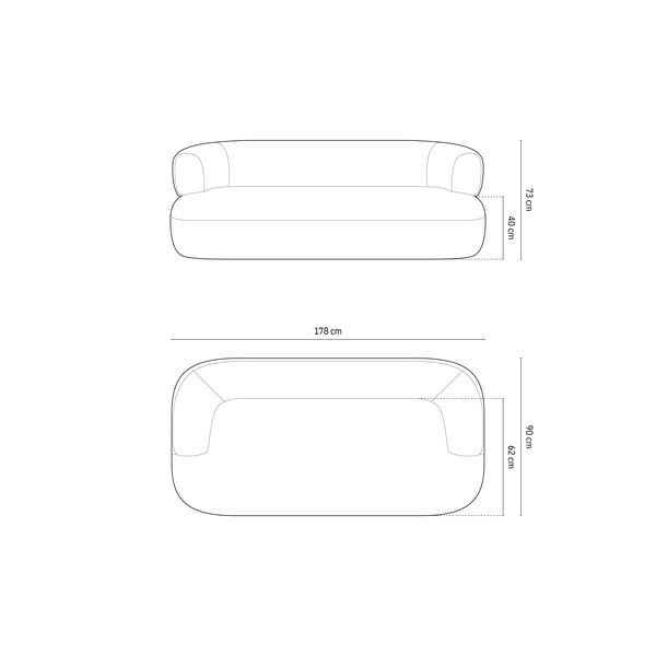 Hnědá pohovka z textilie bouclé 178 cm Jenny – Micadoni Home-image-4