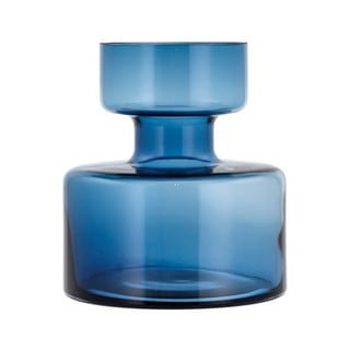 Tmavě modrá skleněná váza Lyngby Glas Tubular, výška 20 cm