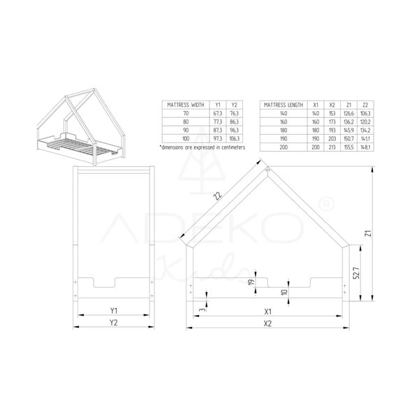 Domečková dětská postel z borovicového dřeva Adeko Loca Dork, 90 x 200 cm-image-2