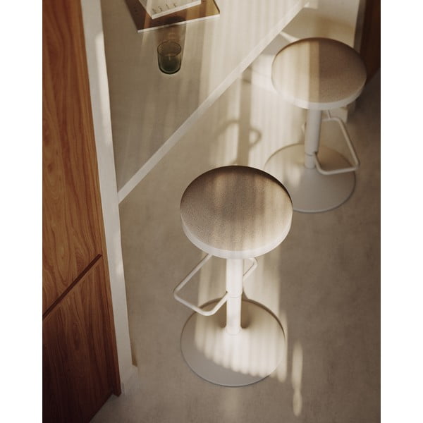 Béžové čalouněné barové stoličky v sadě 2 ks s nastavitelnou výškou (výška sedáku 53,5 cm) Zaib – Kave Home-image-1