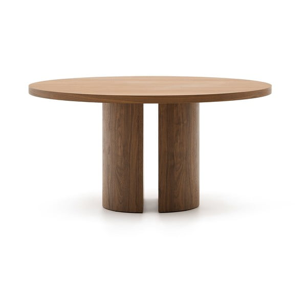 Kulatý jídelní stůl s deskou v dekoru ořechového dřeva ø 150 cm Nealy – Kave Home-image-3