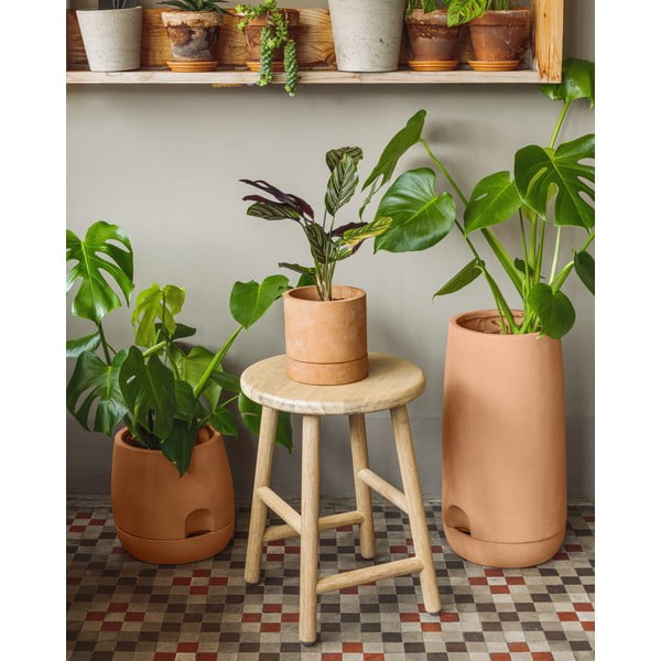 Terakotový samozávlažný květináč s miskou Kave Home Lelis,výška 50 cm-image-2