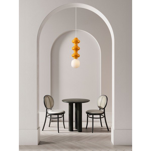 Bílé/oranžové keramické závěsné svítidlo se skleněným stínidlem ø 18 cm Clio – Nova Luce-image-4