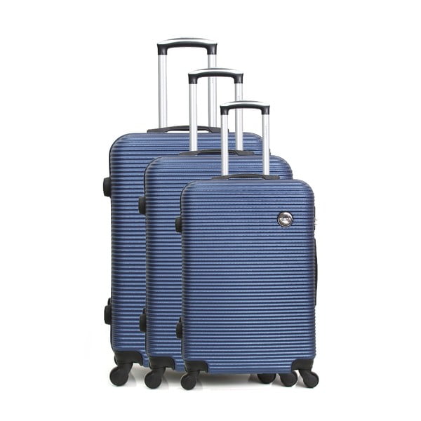 Sada 3 modrých cestovních kufrů na kolečkách Bluestar Vanity