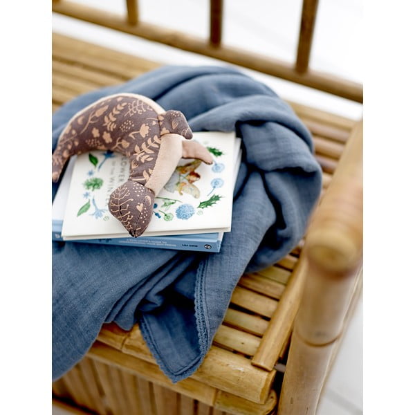 Tmavě modrá bavlněná dětská deka 100x80 cm Muslin - Bloomingville Mini-image-2