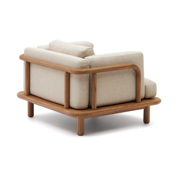 Dřevěné zahradní křeslo v béžové a přírodní barvě Turqueta – Kave Home-image-4