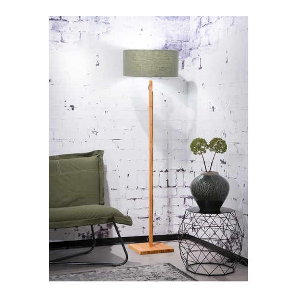Stojací lampa se zeleným stínidlem a konstrukcí z bambusu Good&Mojo Fuji-image-1