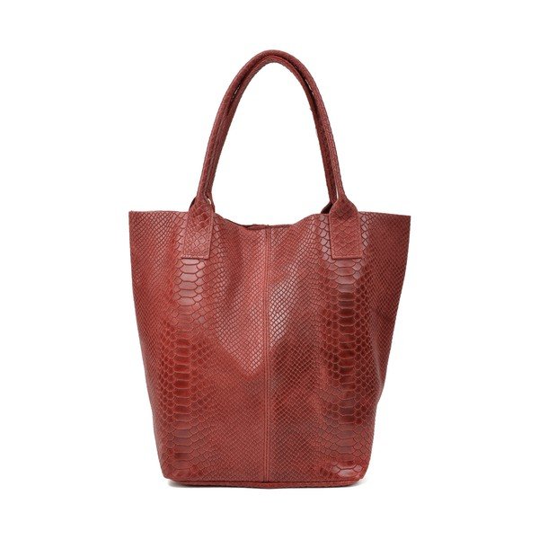 Červená kožená kabelka shopper Renata Corsi Lola-image-1