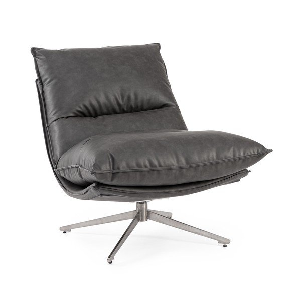 Tmavě šedé křeslo s úložným prostorem z imitace kůže Alanez – Bizzotto