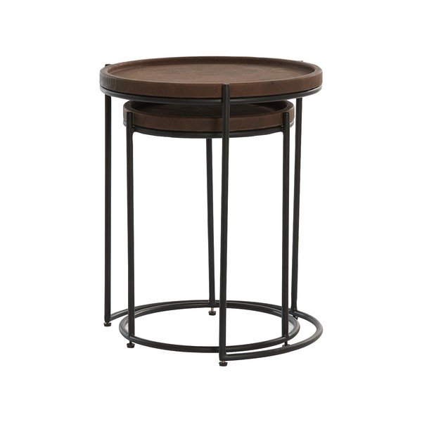 Kožené kulaté odkládací stolky v sadě 2 ks ø 53 cm Jairo – Light & Living-image-2