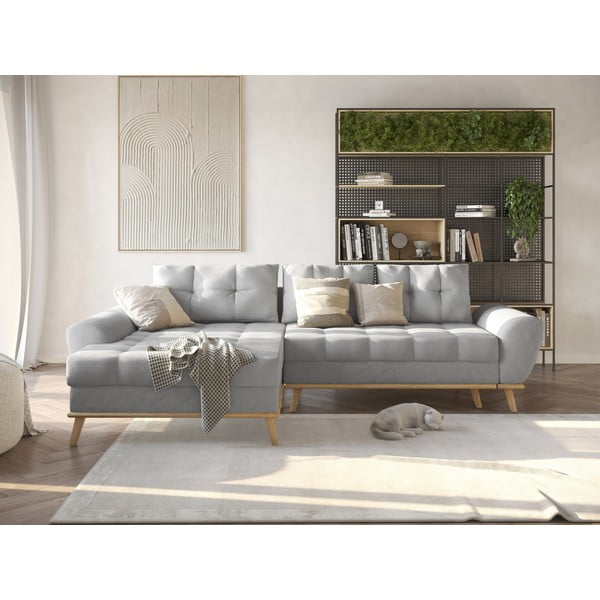 Světle šedá rozkládací rohová pohovka (levý roh) Balitco – Ropez-image-1
