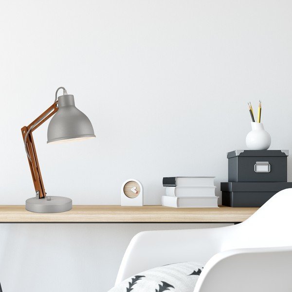 Šedo-hnědá stolní lampa s kovovým stínidlem (výška 44 cm) Marcello – LAMKUR-image-2