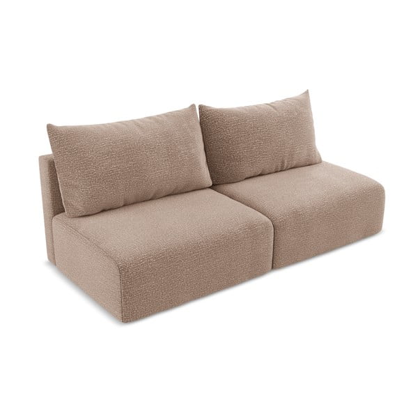 Světle hnědá rozkládací/s úložným prostorem pohovka 216 cm Kalena – Makamii-image-2