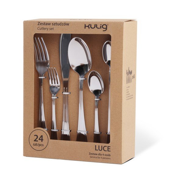Nerezový příbor 24 ks ve stříbrné barvě pro 4 osoby Luce – Kulig-image-4