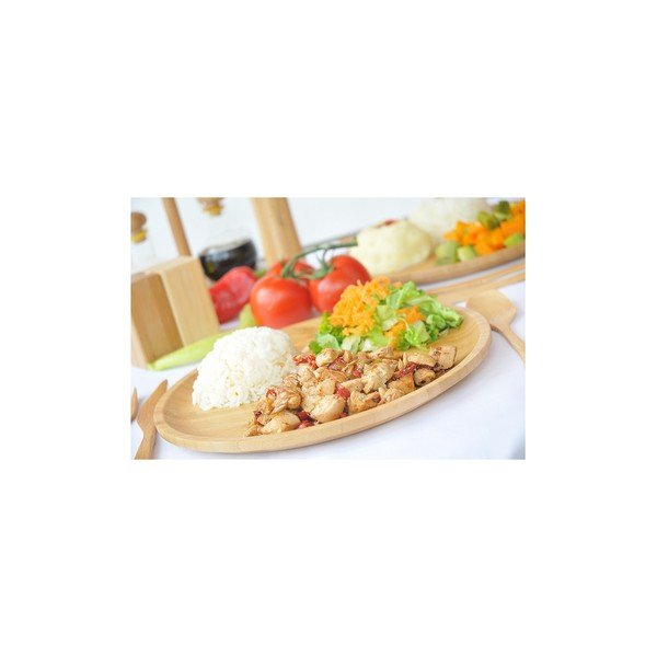 Bambusový servírovací podnos Bambum Penne, ⌀ 28 cm-image-1