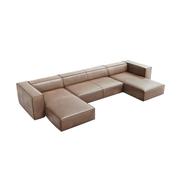 Světle hnědá kožená rohová pohovka (do "U") Madame – Windsor & Co Sofas-image-2