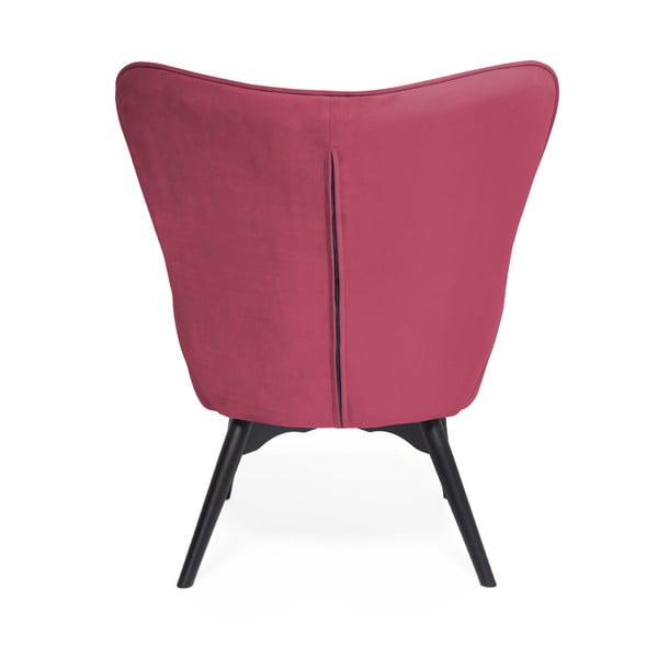 Růžovočervené křeslo a podnožka s podnoží v černé barvě Vivonita Cora Velvet-image-3