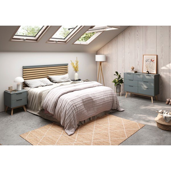 Čelo postele v dekoru borovice v přírodní barvě/šedozelené 146x100 cm Pisco – Marckeric-image-1