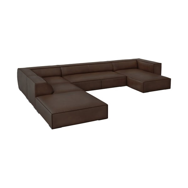 Tmavě hnědá kožená rohová pohovka (levý roh) Madame – Windsor & Co Sofas-image-2