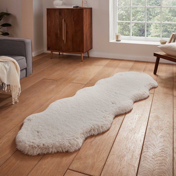 Krémový syntetický běhoun 60x180 cm Super Teddy – Think Rugs-image-1