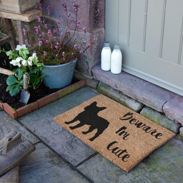 Rohožka z kokosového vlákna 40x60 cm Beware I'm Cute French Bulldog – Artsy Doormats-image-3