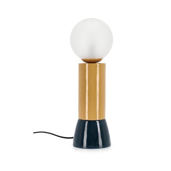 Kovová stolní lampa se skleněným stínidlem (výška 47 cm) Malton – Bizzotto