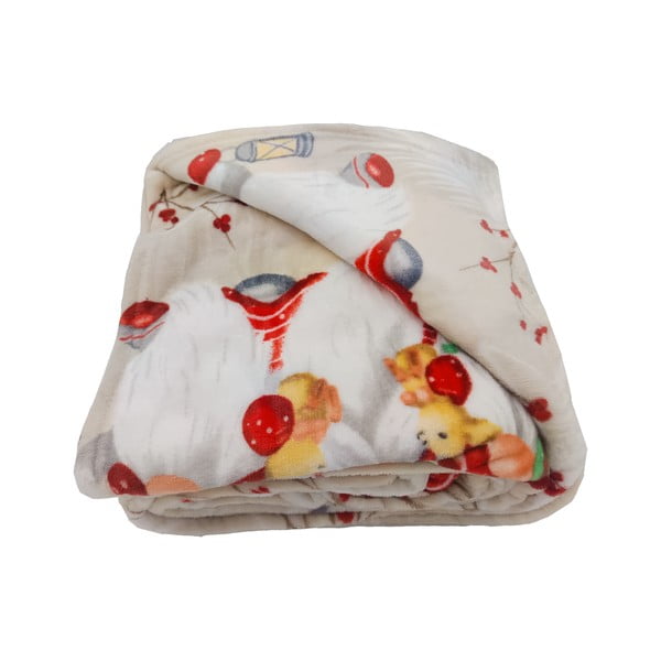 Krémová deka s vánočním motivem z mikroplyše 150x200 cm Goblin – My House-image-2