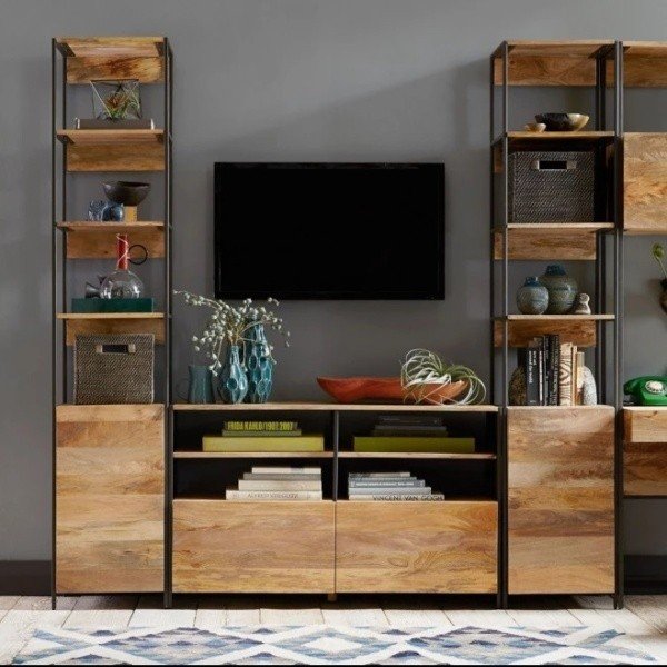 Knihovna z masivního mangového dřeva Massive Home Jenny, šířka 45 cm-image-1