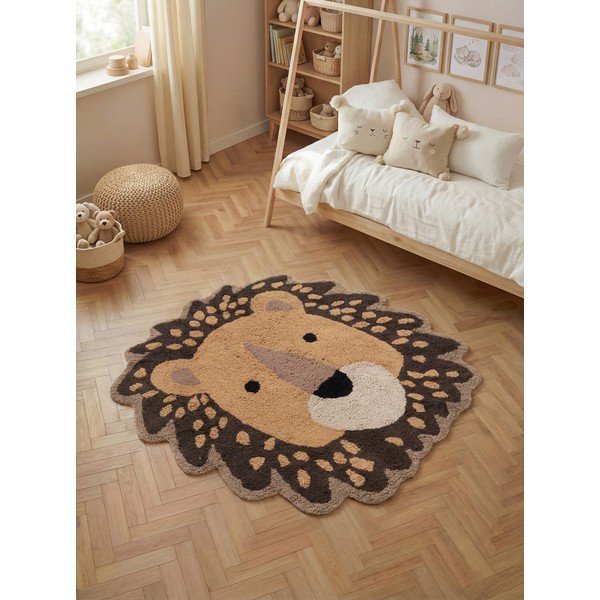Oranžový/hnědý pratelný/ručně tkaný bavlněný dětský koberec 120x125 cm Snuggle Roary – Hanse Home-image-1