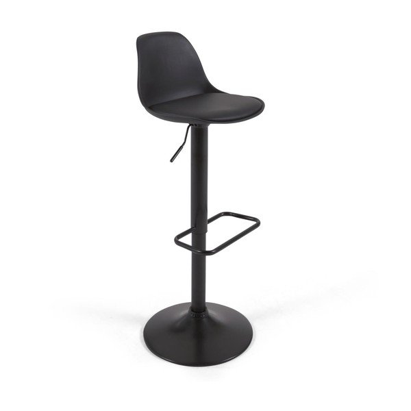 Matně černá barová židle s nastavitelnou výškou z imitace kůže (výška sedáku 60 cm) Orlando-T – Kave Home