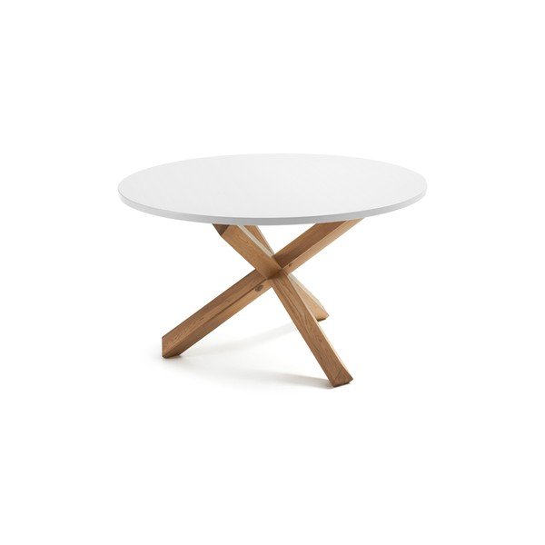 Dubový jídelní stůl s bílou deskou Kave Home Nori, ø 120 cm-image-2