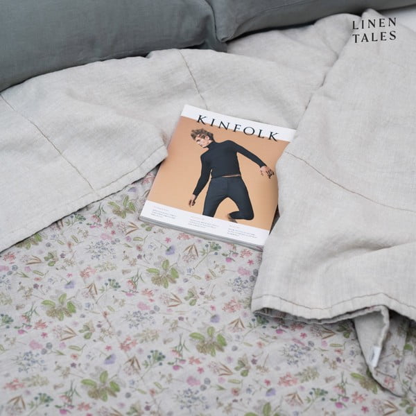 Lněný prošívaný přehoz v přírodní barvě 220x230 cm Botany 2 & Melange – Linen Tales-image-3